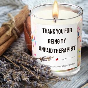 NIB Soy Lavendar Scented Candle - "Thank You For Being My Unpaid Therapist"